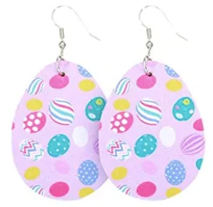 Easter Earrings - Pink With Colorful Eggs