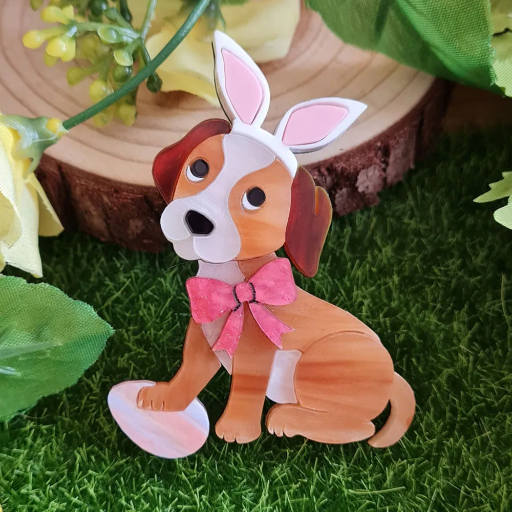 Easter Puppy Brooch by Cherryloco