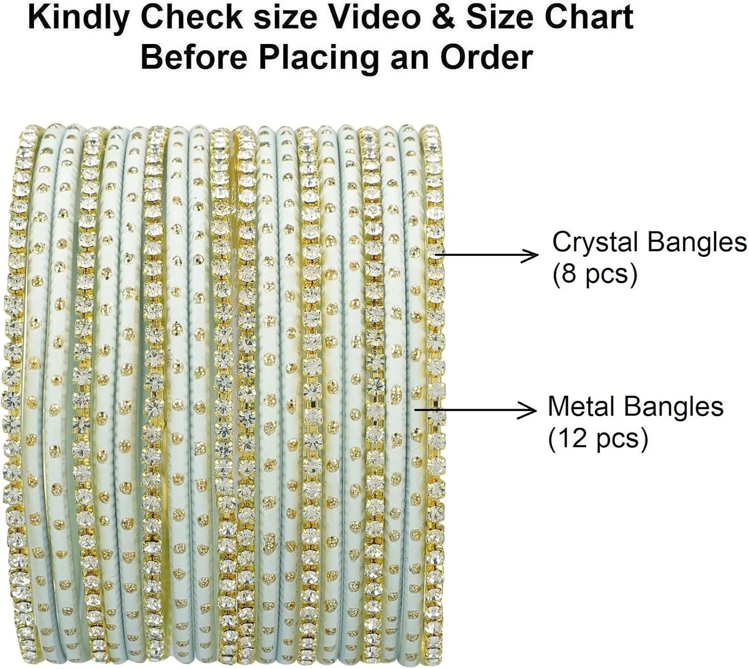Efulgenz Indian Bangles for Women - Traditional CZ Rhinestone Plain Metal Bracelet Set - Jewelry