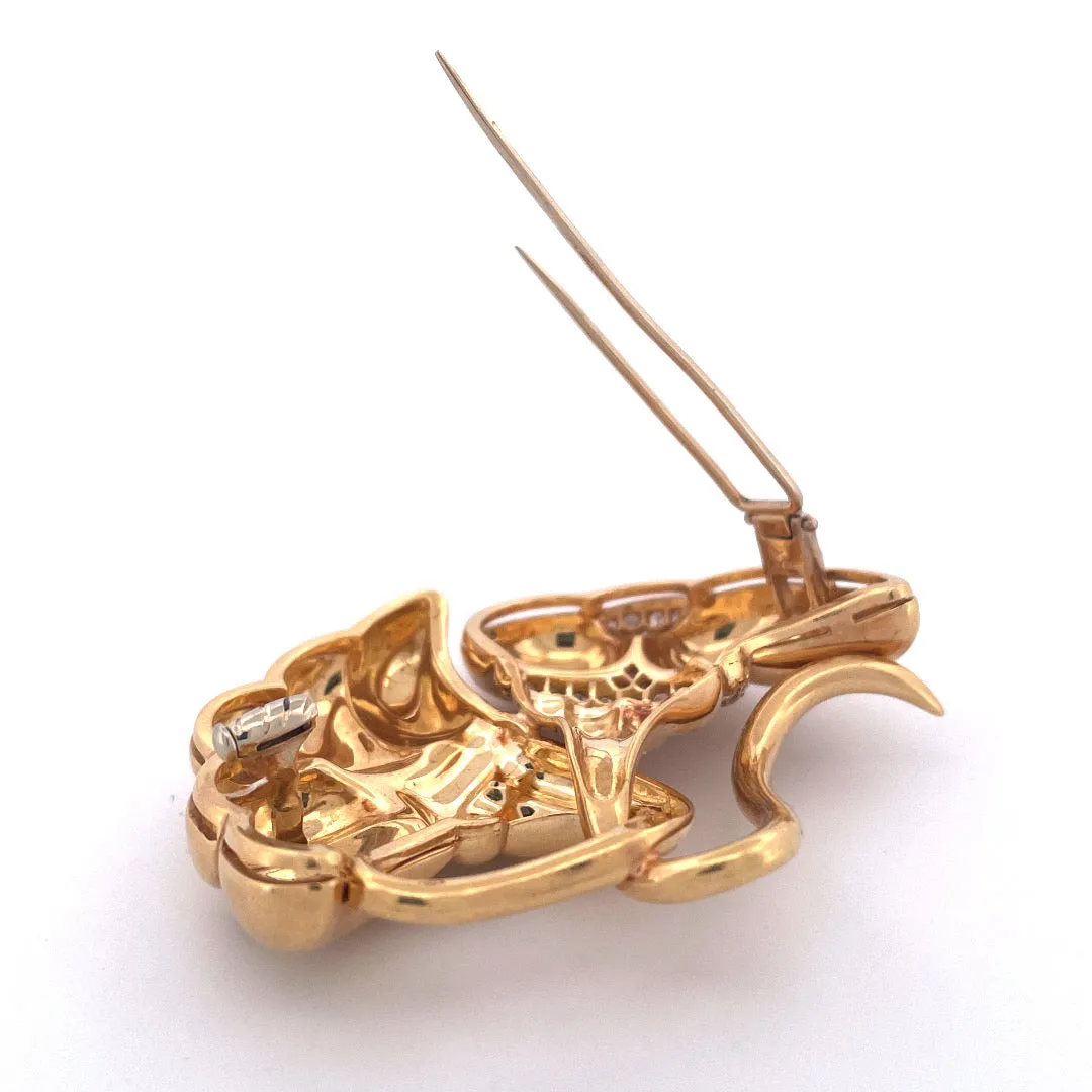Elegant 18K Yellow Gold Twisted Flower Brooch