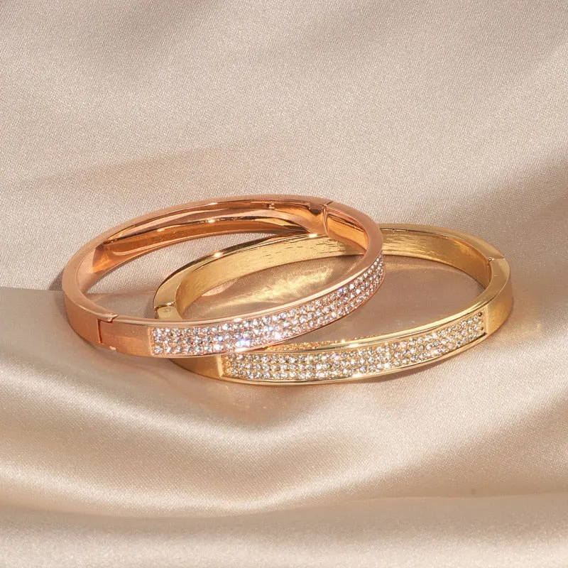Elegant Classic Crystal Cuff Bangles Bracelets