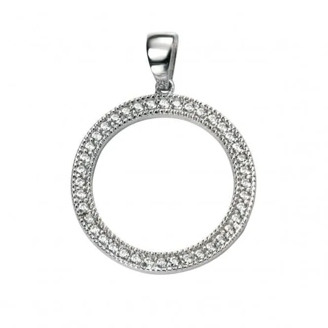 Elements Rhodium Plated Clear CZ Open Circle Pendant P4344C