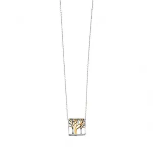 Elements Rhodium Plated Cut Out Tree Necklace N3828