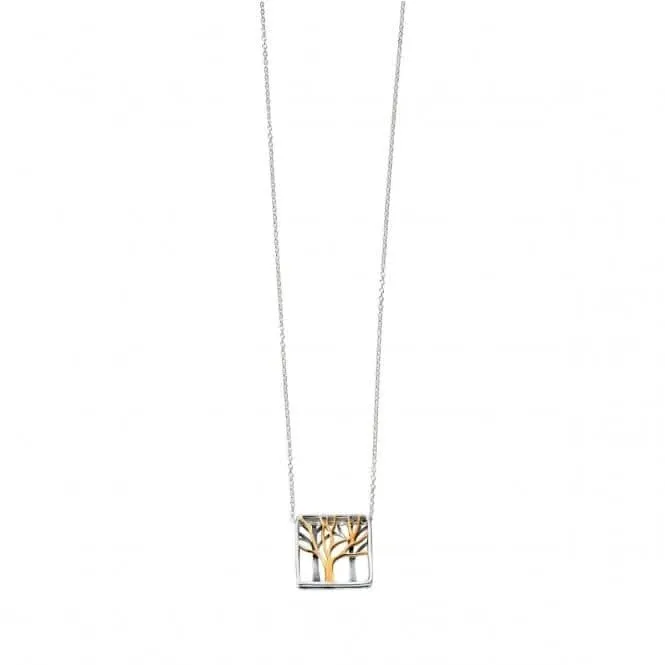 Elements Rhodium Plated Cut Out Tree Necklace N3828