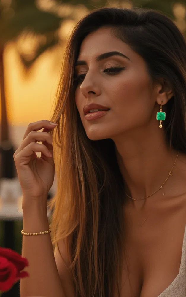 Emerald Green Chalcedony and Gold Drop Earrings: Unique Square Earrings