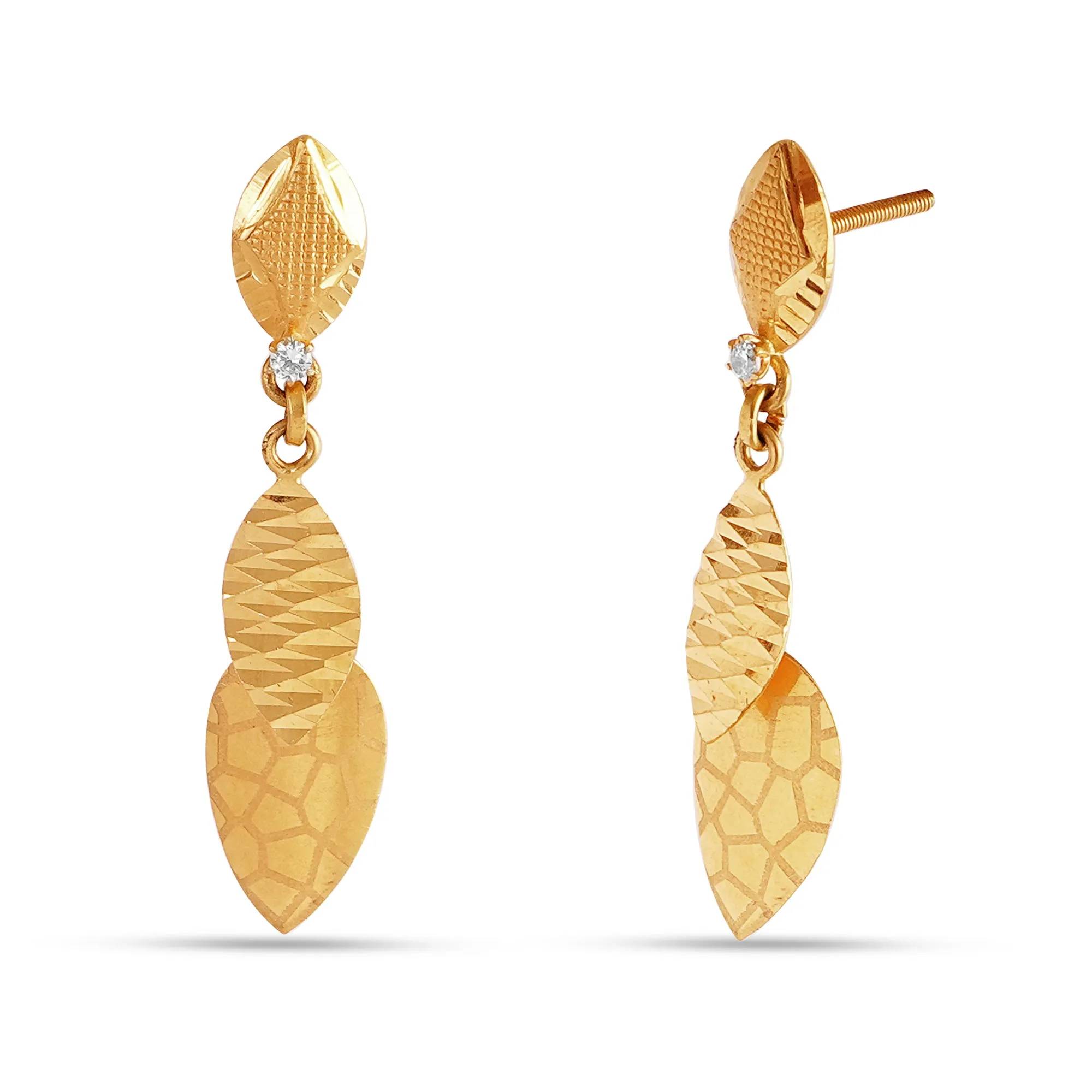 Enchanted Gold Elegance - Handmade 22kt Yellow Gold Dangler Earrings for a Magical Anniversary