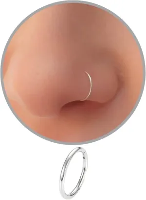 EXTRA THIN Sterling Silver Nose Rings Small Plain Nose Rings Tiny Nose Hoop,Silver Small Hoop Lip Rings