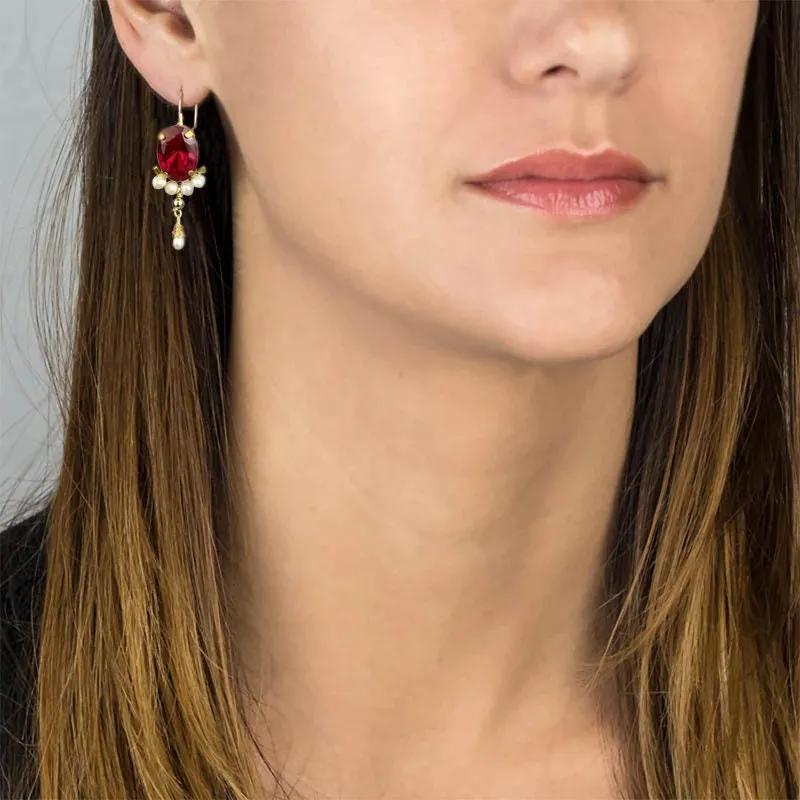 Fuchsia Oval Gemstone Earrings