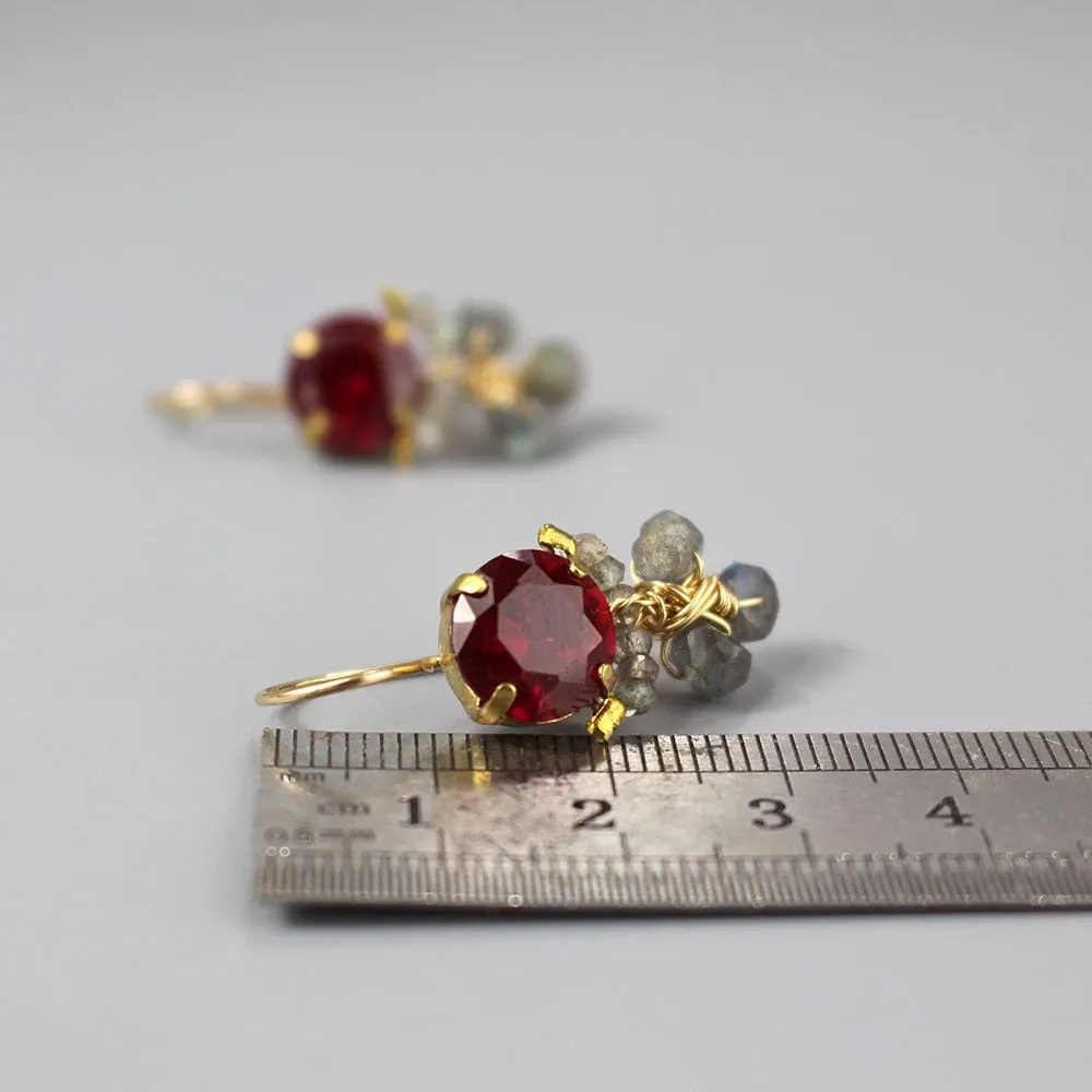 Fuchsia Pink Labradorite Clover Earrings