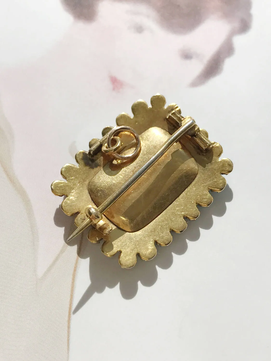 Georgian Turquoise and Pearl Blond Hair Mourning Brooch Pendant