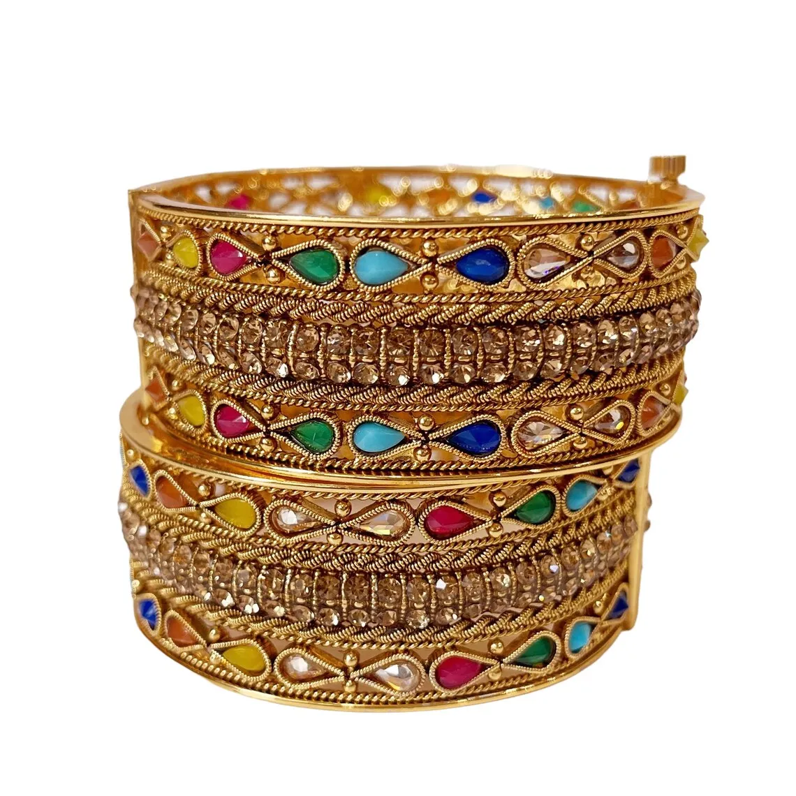 Gold Plated Polki Openable Bangle Pair