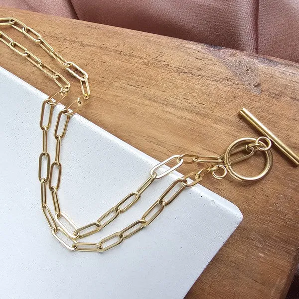 Golden Paperclip Chain - 16IN