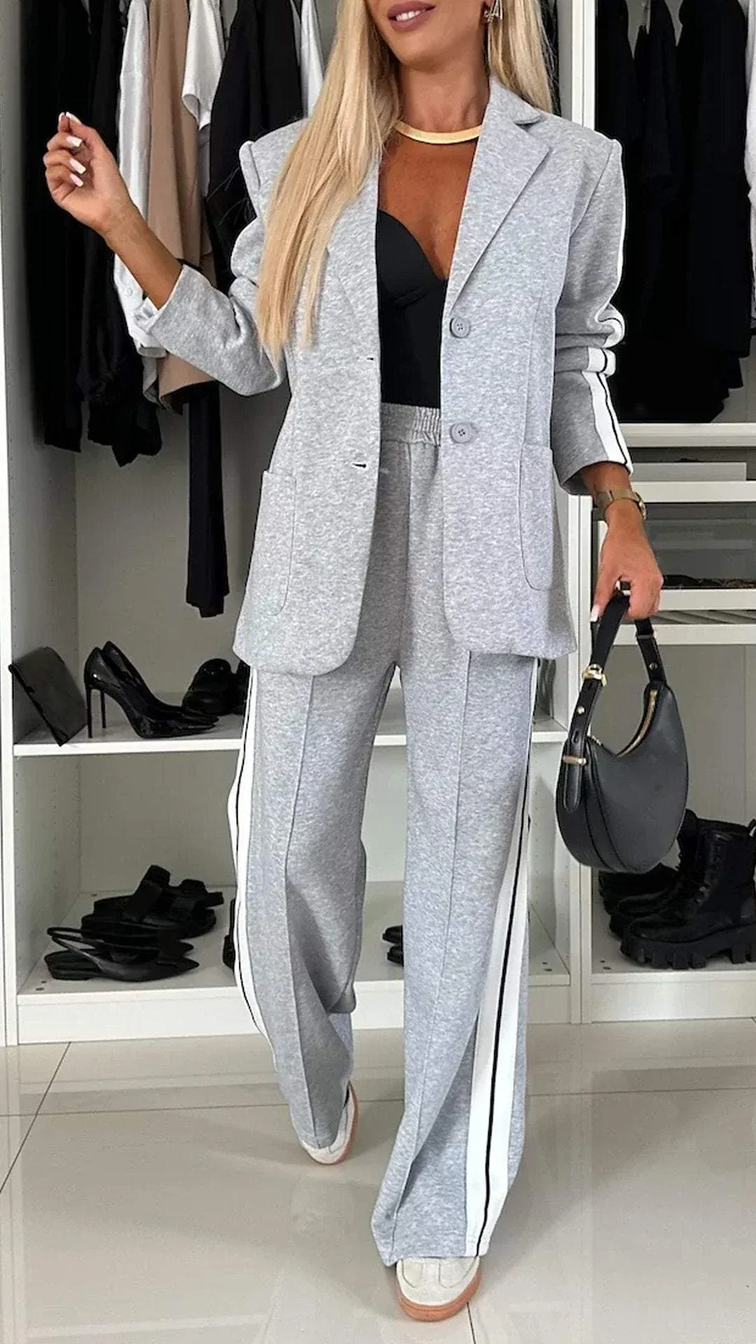 Gracelyn - Two-Piece Striped Fleece Set