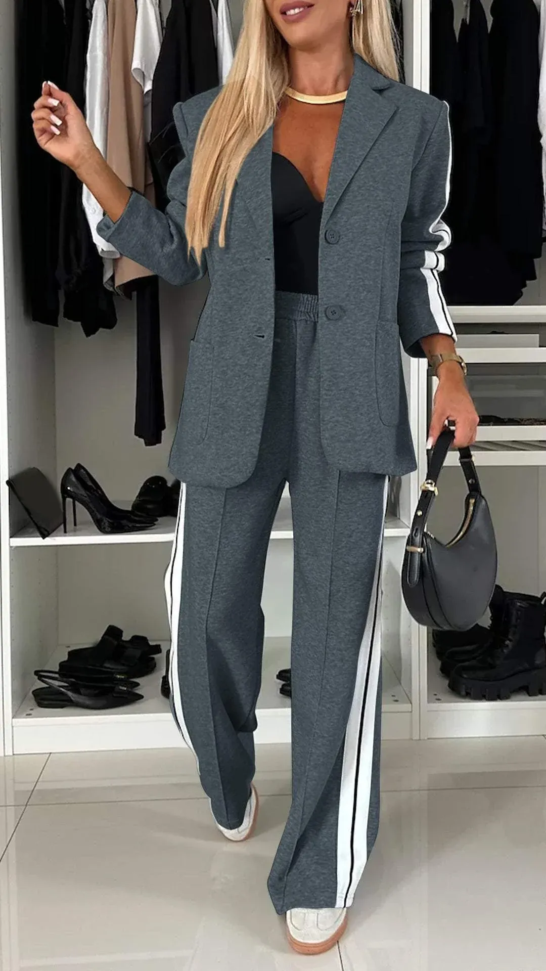 Gracelyn - Two-Piece Striped Fleece Set