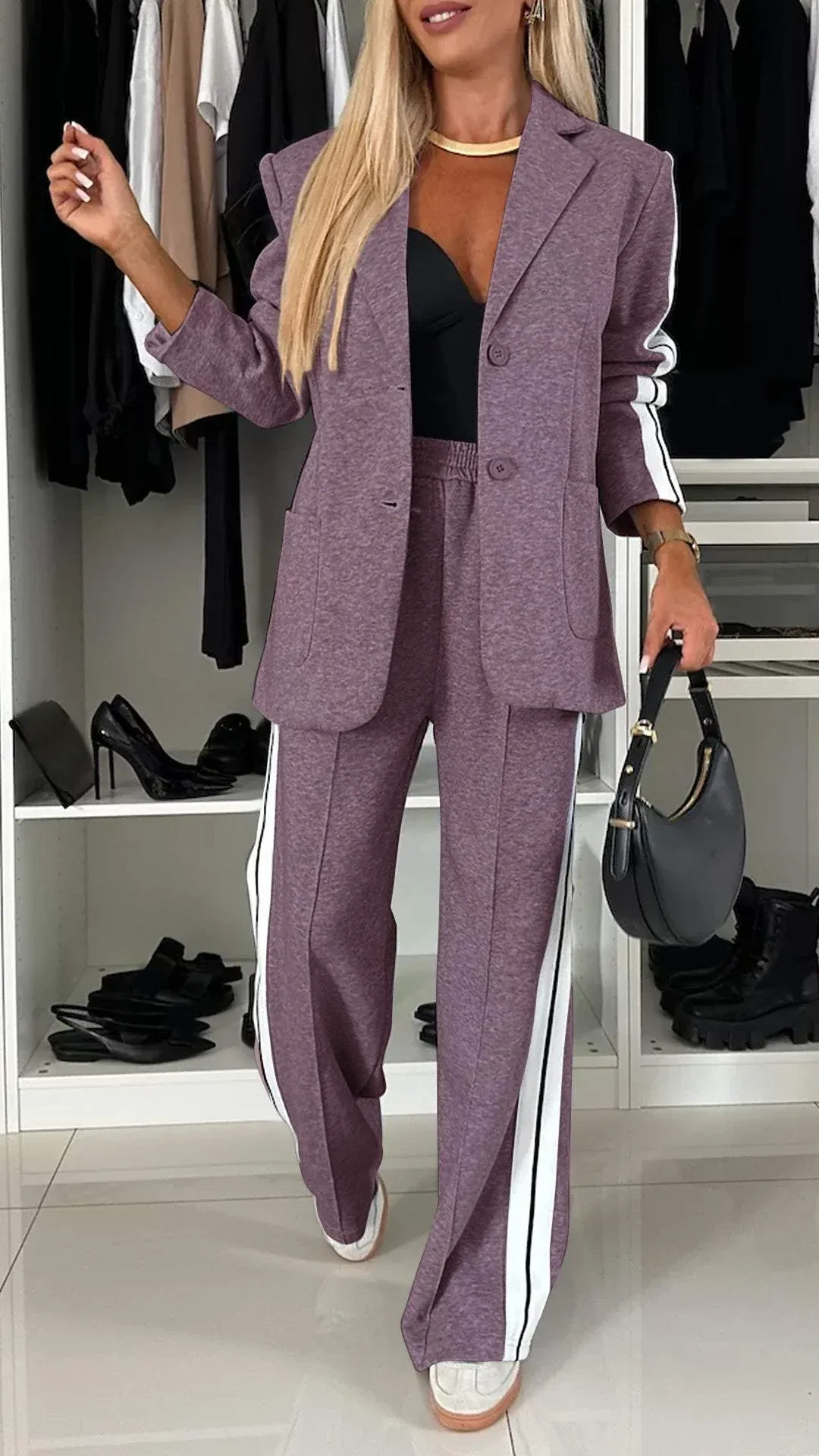Gracelyn - Two-Piece Striped Fleece Set