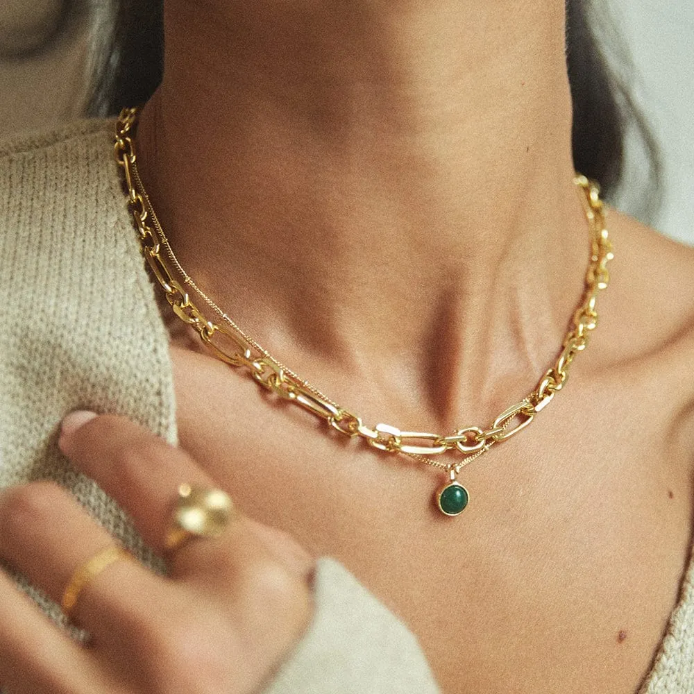 Green Aventurine Healing Stone Necklace 18ct Gold Plate