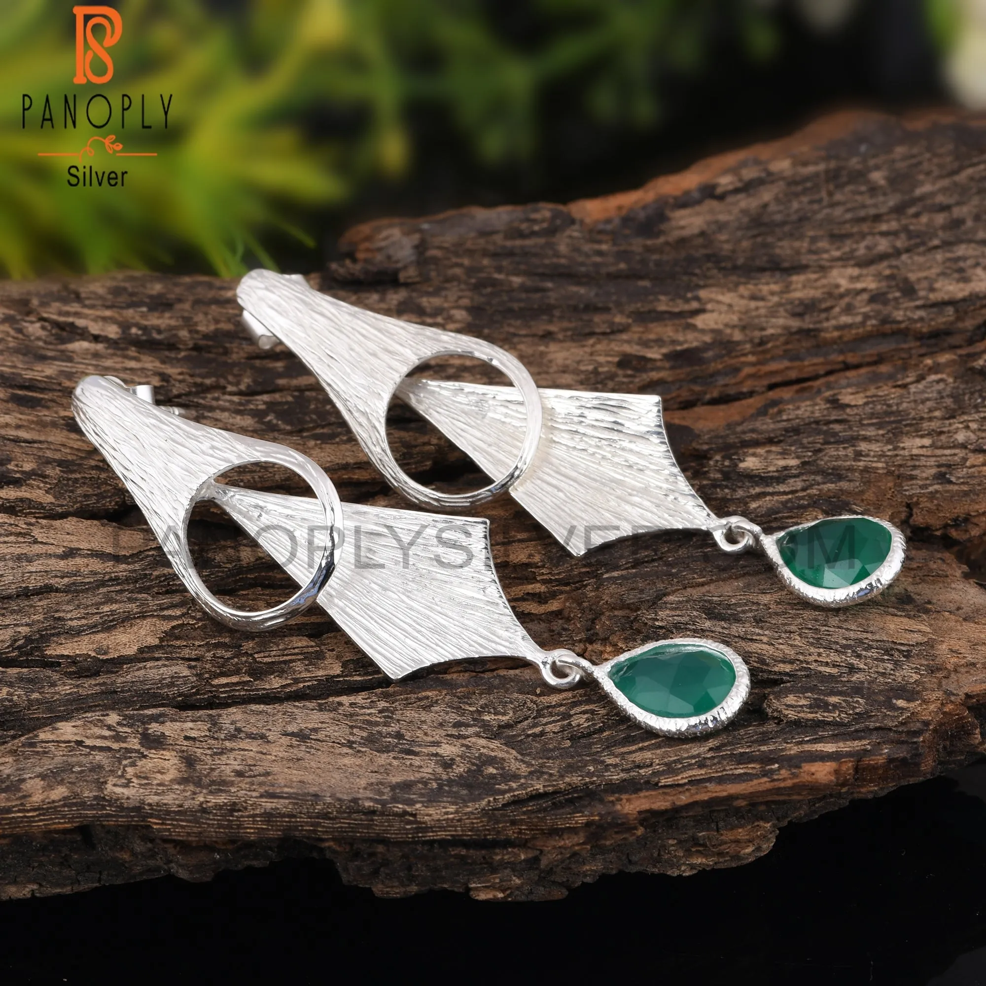 Green Onyx 925 Silver Unique Beautiful Statement Earrings