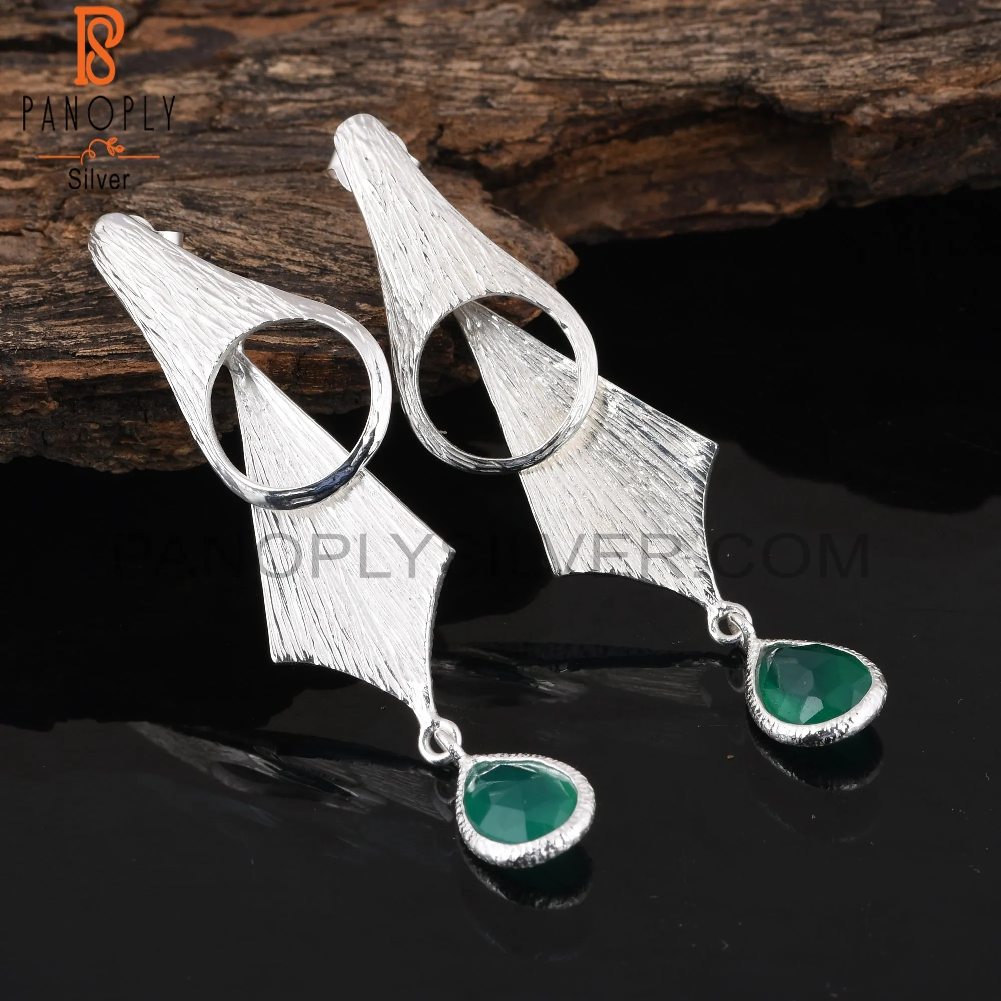 Green Onyx 925 Silver Unique Beautiful Statement Earrings