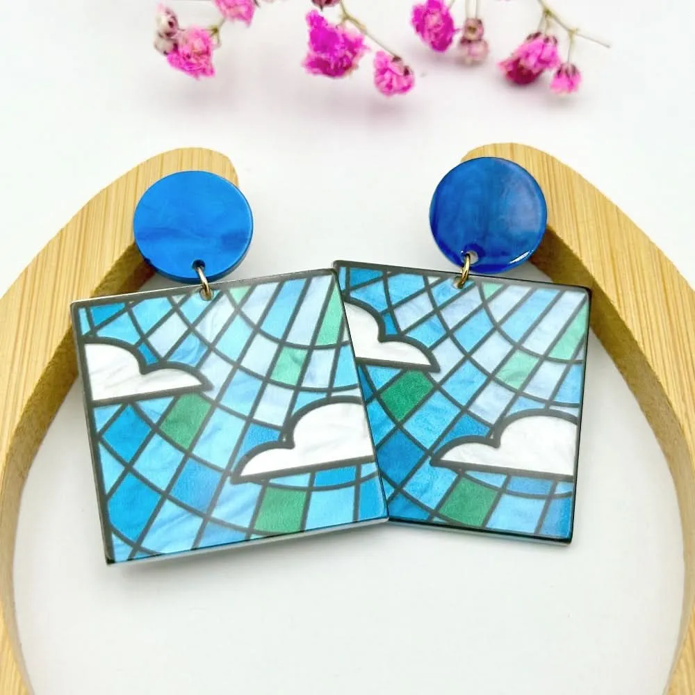 Hand-Painted Floral Acrylic Earrings – Unique Design