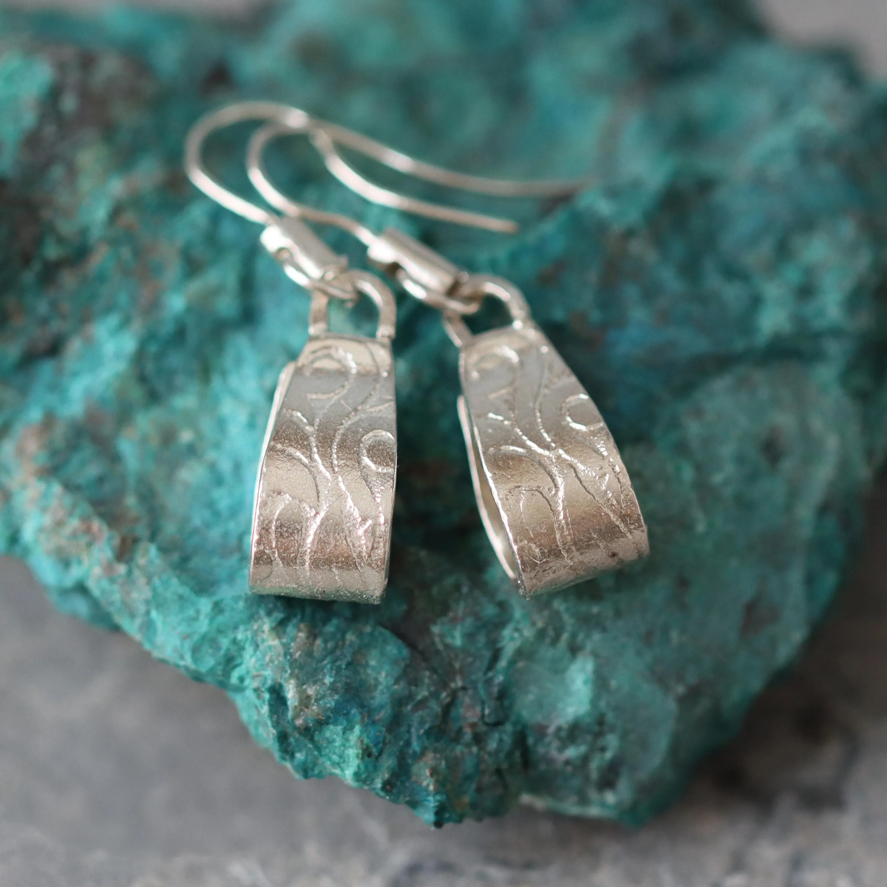 Handmade Gold Floral Dangle Earrings • Unique Art Nouveau Statement Jewelry Gift for Mom