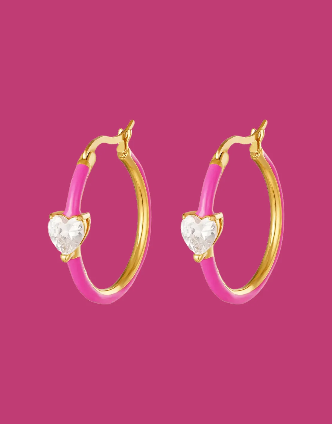 Heart-cut colorful hoop earrings