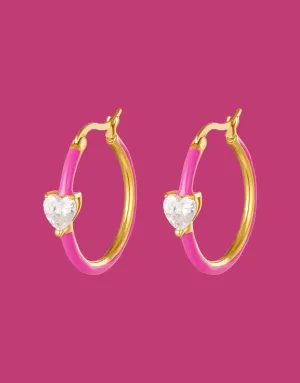 Heart-cut colorful hoop earrings