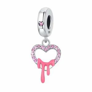 Heart Drip Pink Crystal Dangle Charm