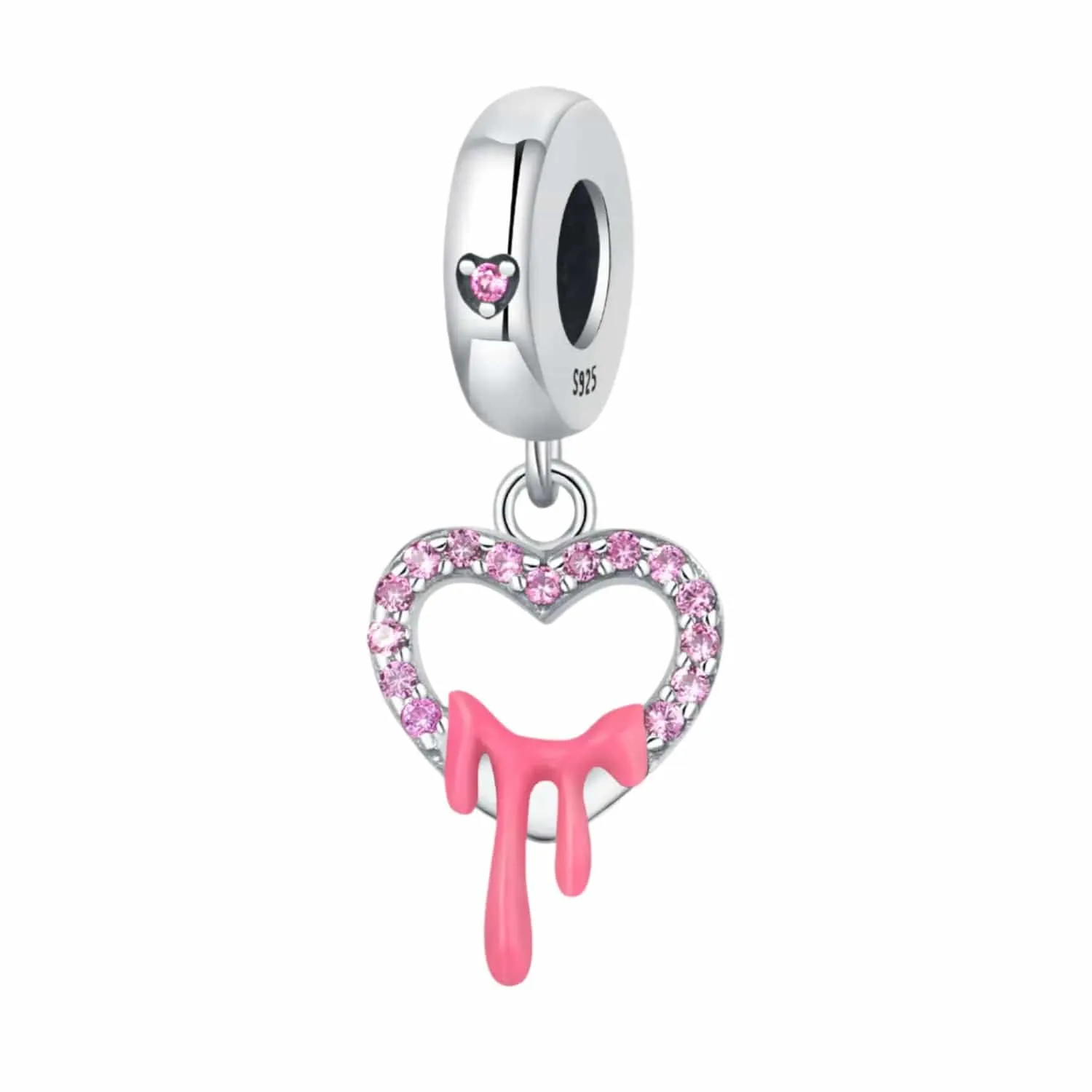 Heart Drip Pink Crystal Dangle Charm