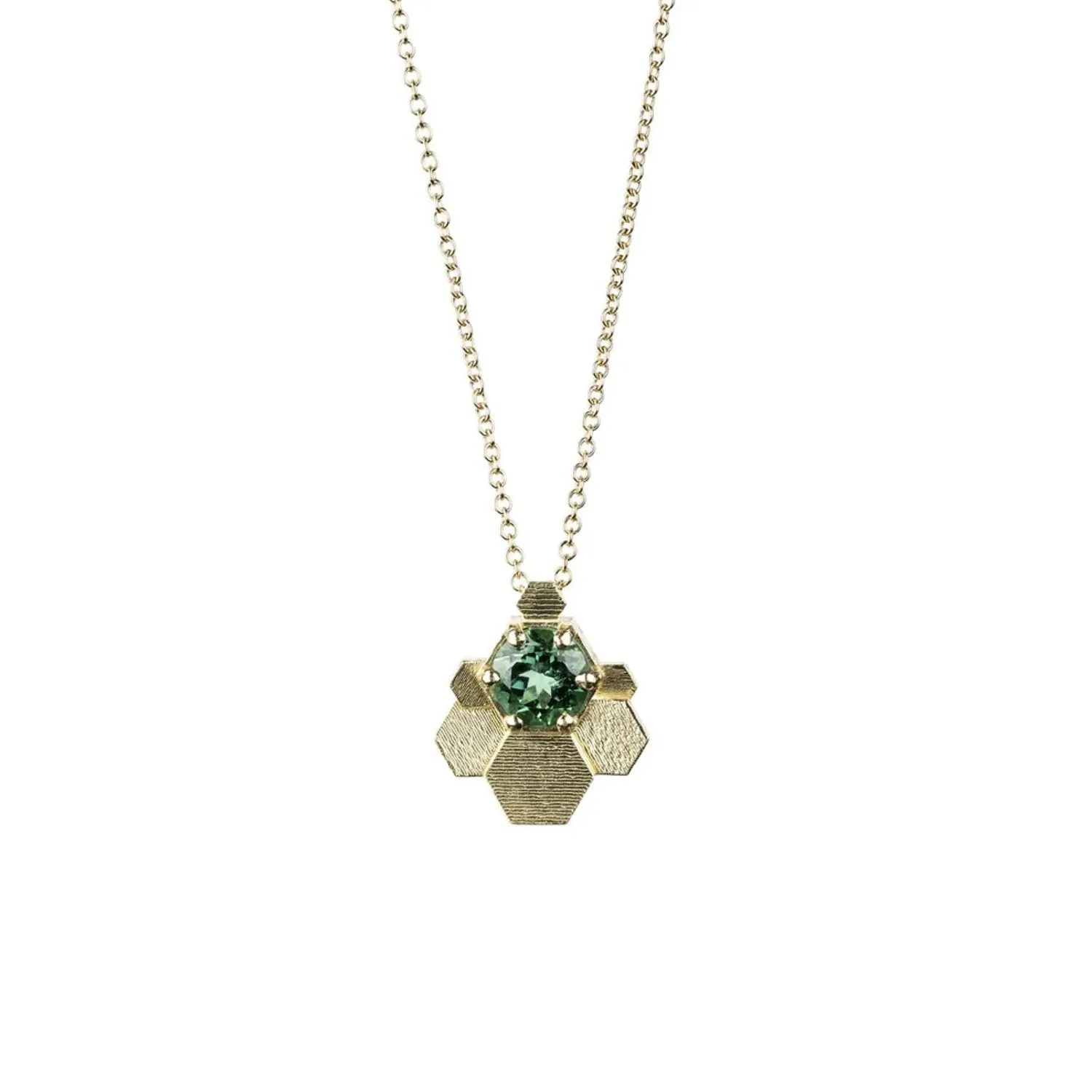 HEX Chaos Pendant Necklace Yellow Gold with Green Tourmaline