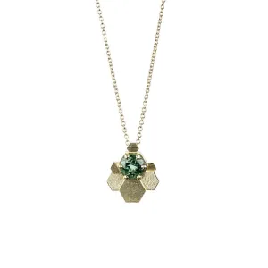 HEX Chaos Pendant Necklace Yellow Gold with Green Tourmaline