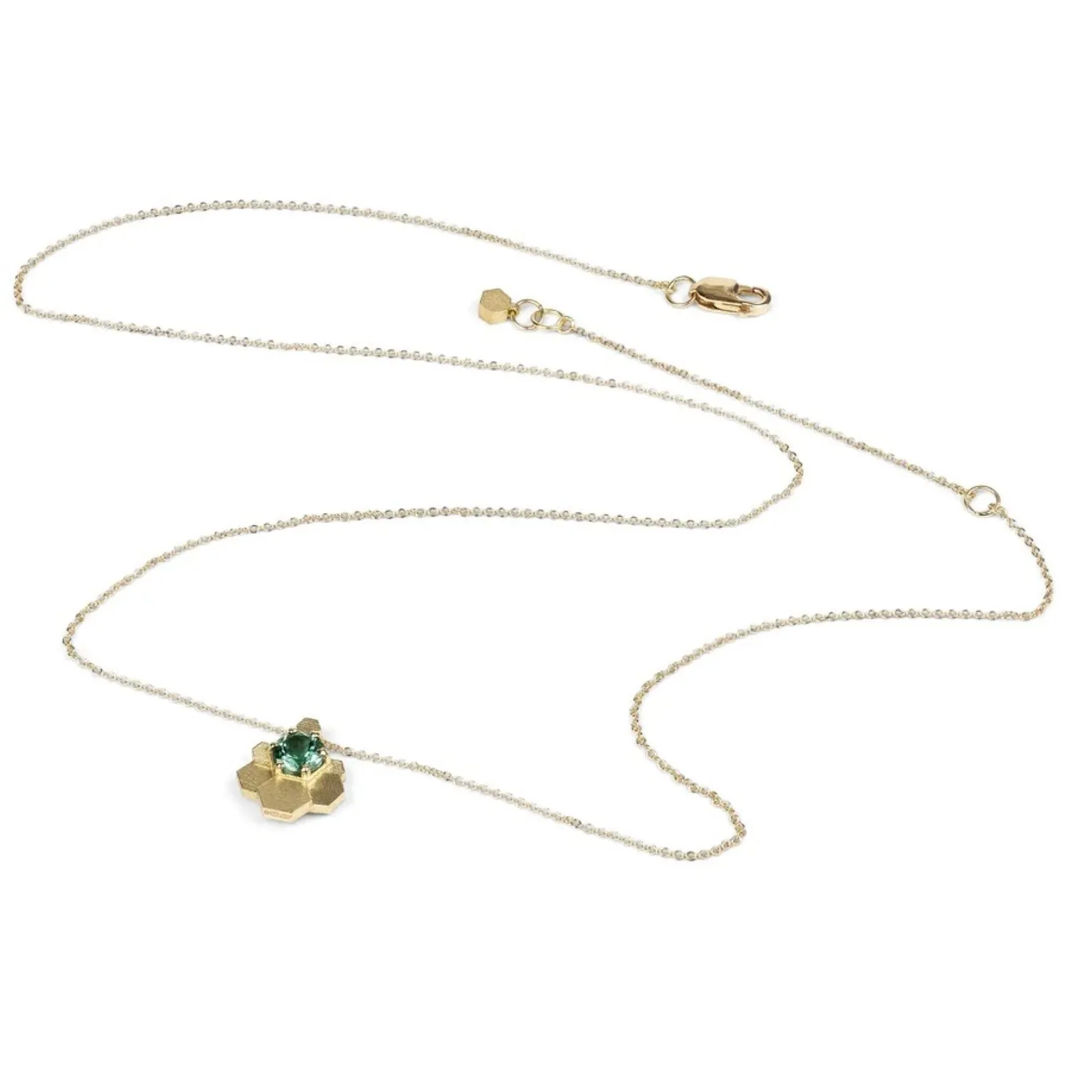 HEX Chaos Pendant Necklace Yellow Gold with Green Tourmaline