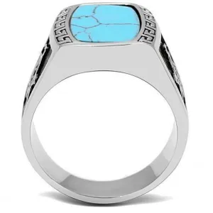 Jewellery Kingdom Masonic Turquoise Greek Key Blue Signet Pinky Classy Unique Mens Ring