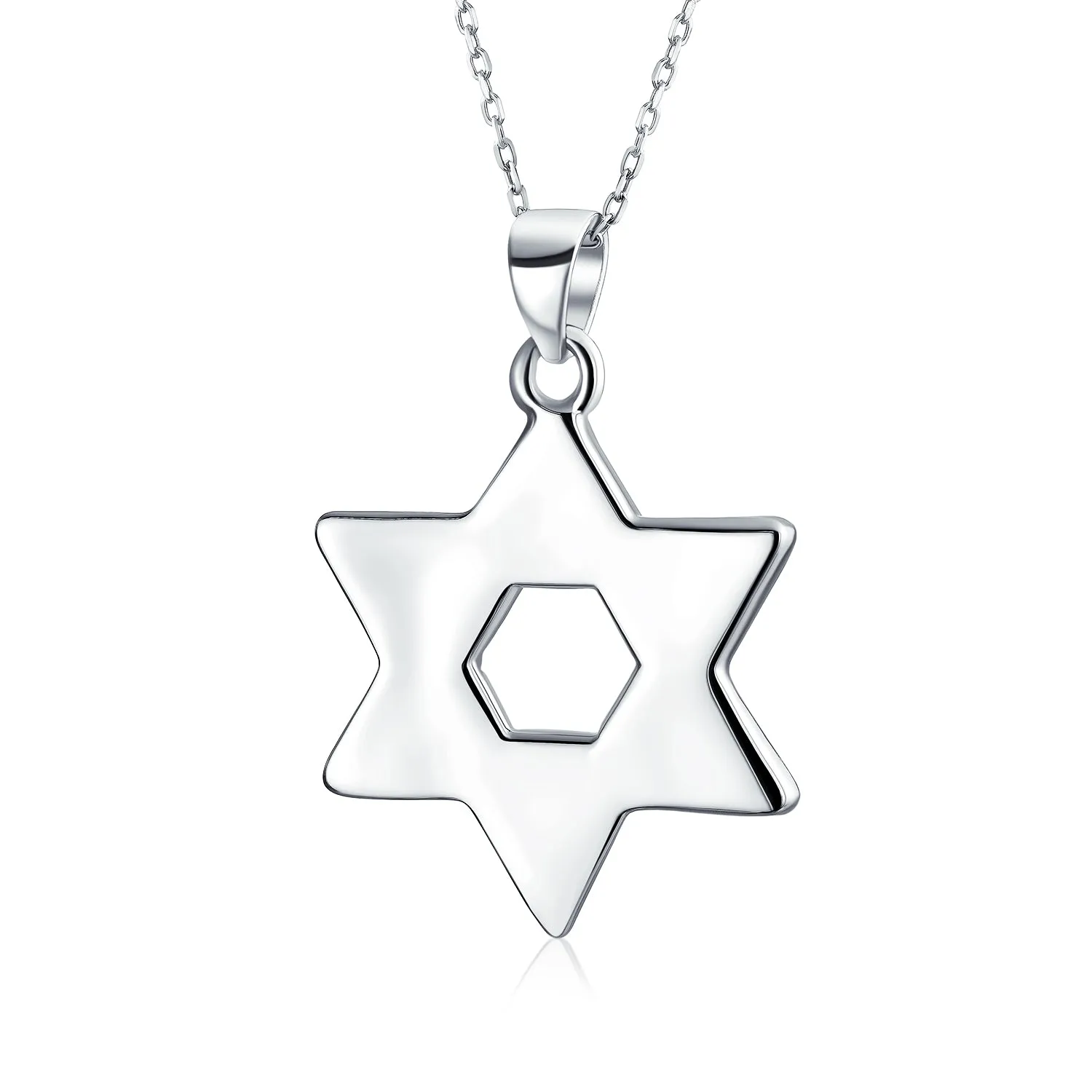 Judaic White Blue Opal Star Of David Pendant Necklace Bat Mitzvah Sterling Silver