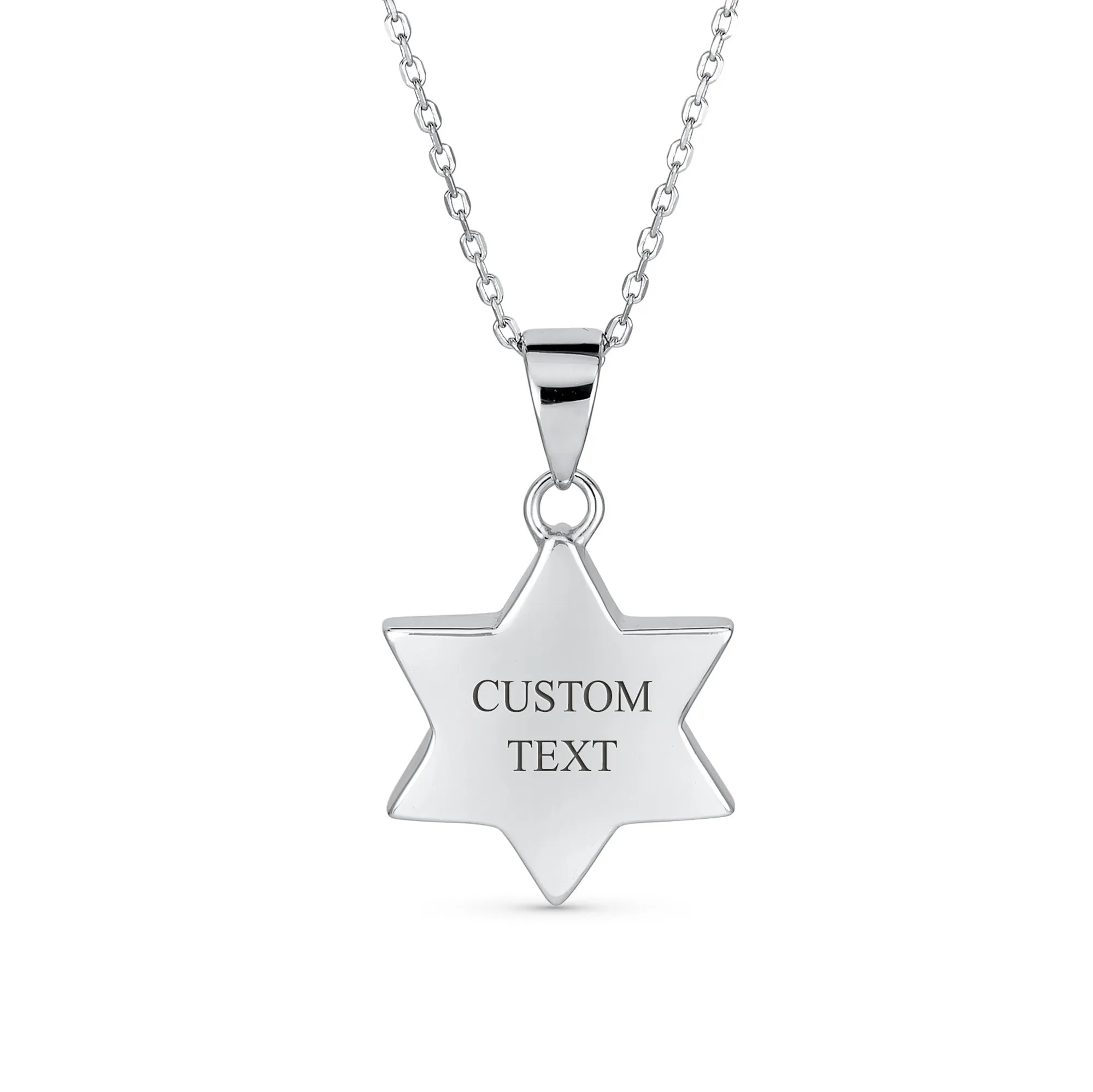 Judaic White Blue Opal Star Of David Pendant Necklace Bat Mitzvah Sterling Silver