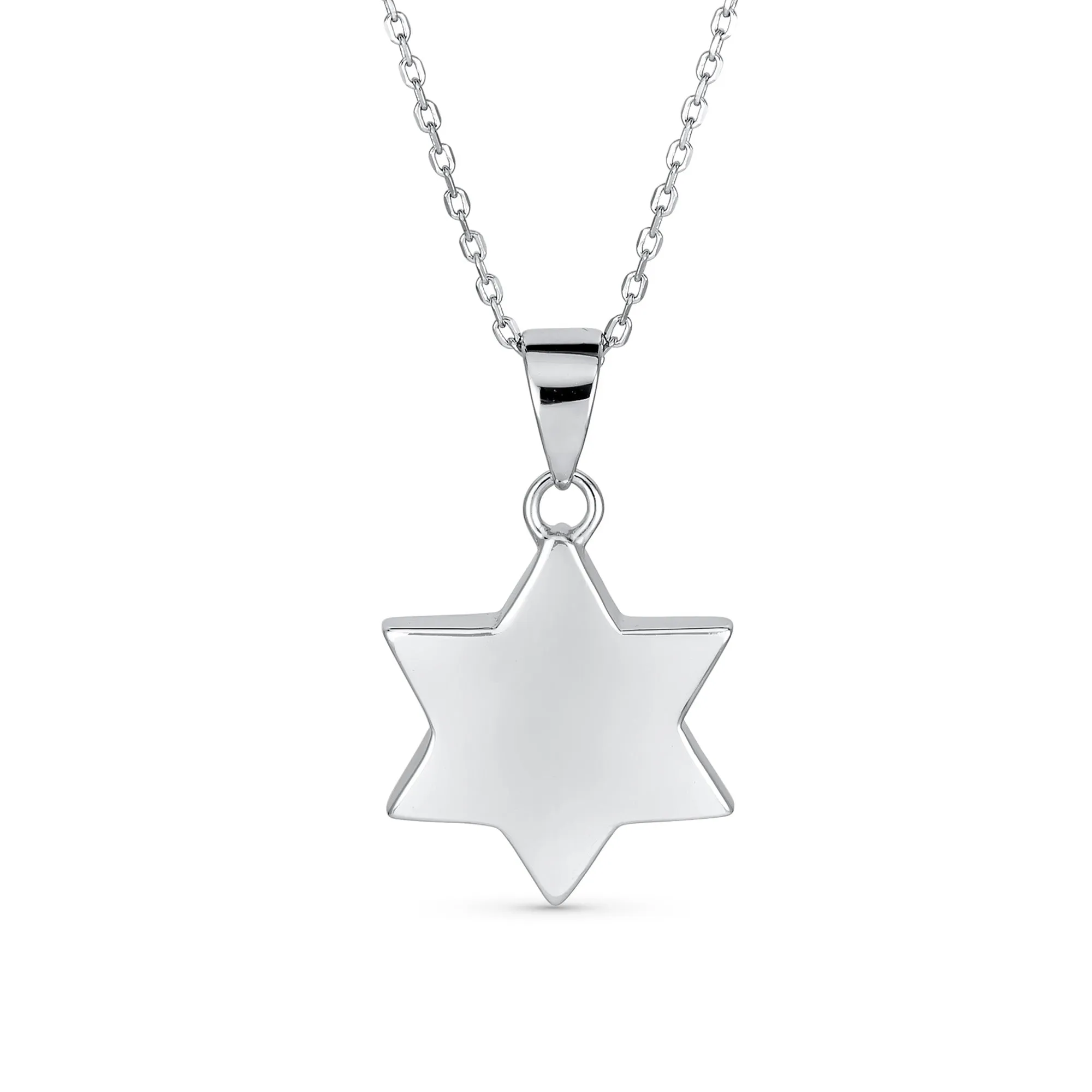Judaic White Blue Opal Star Of David Pendant Necklace Bat Mitzvah Sterling Silver