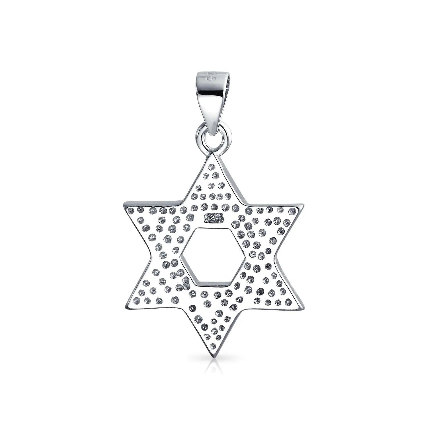 Judaic White Blue Opal Star Of David Pendant Necklace Bat Mitzvah Sterling Silver