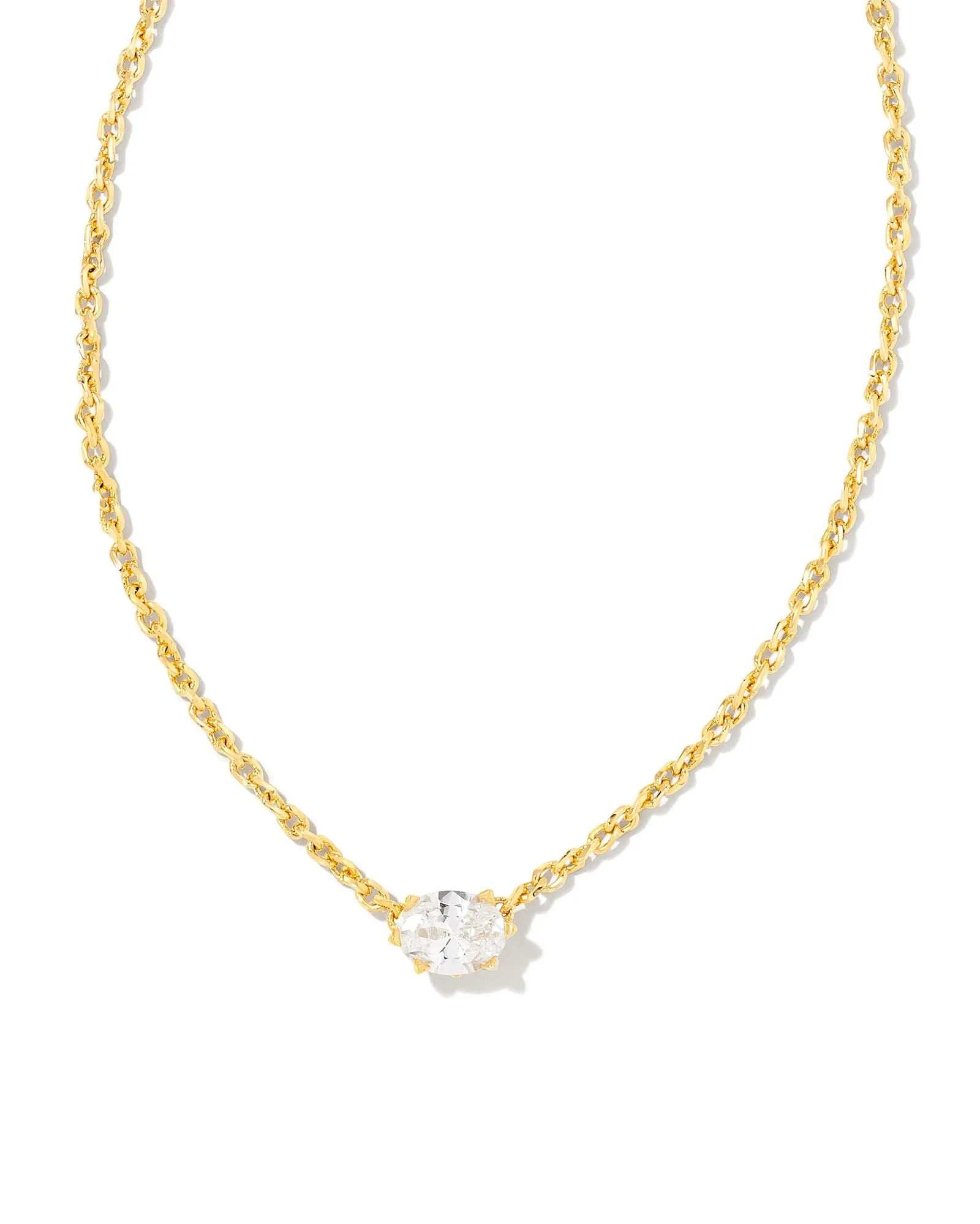 Kendra Scott Cailin Gold Pendant Necklace in White Crystal