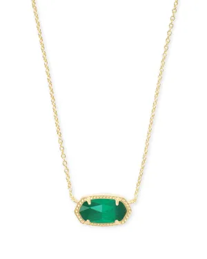Kendra Scott Elisa Short Pendant Necklace in Gold Emerald Cats Eye