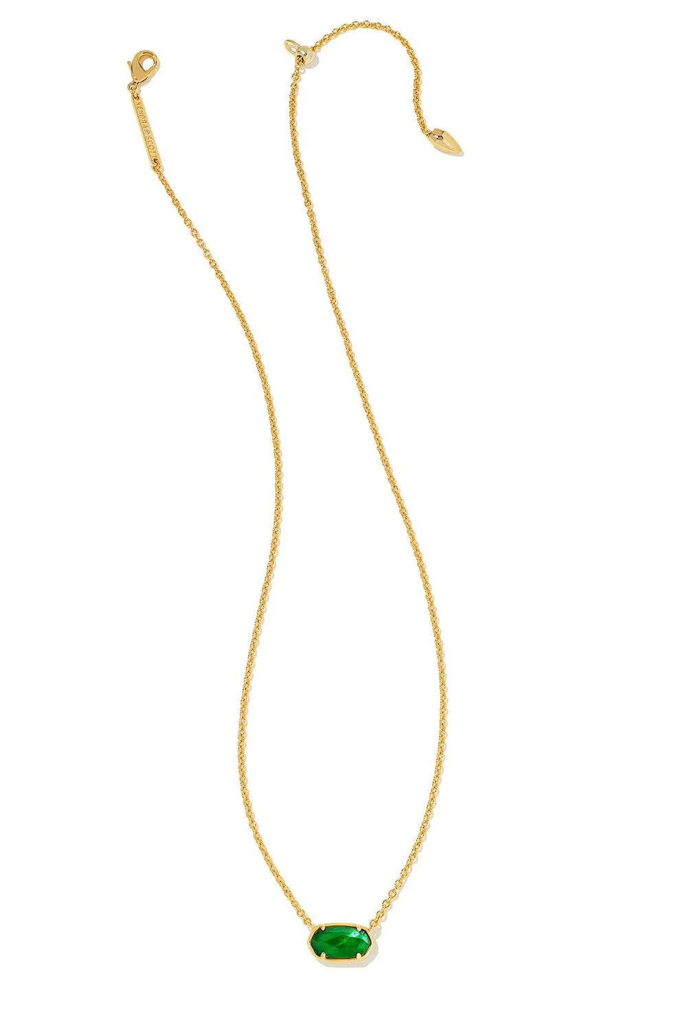 Kendra Scott: Grayson Gold Pendant Necklace - Emerald Illusion