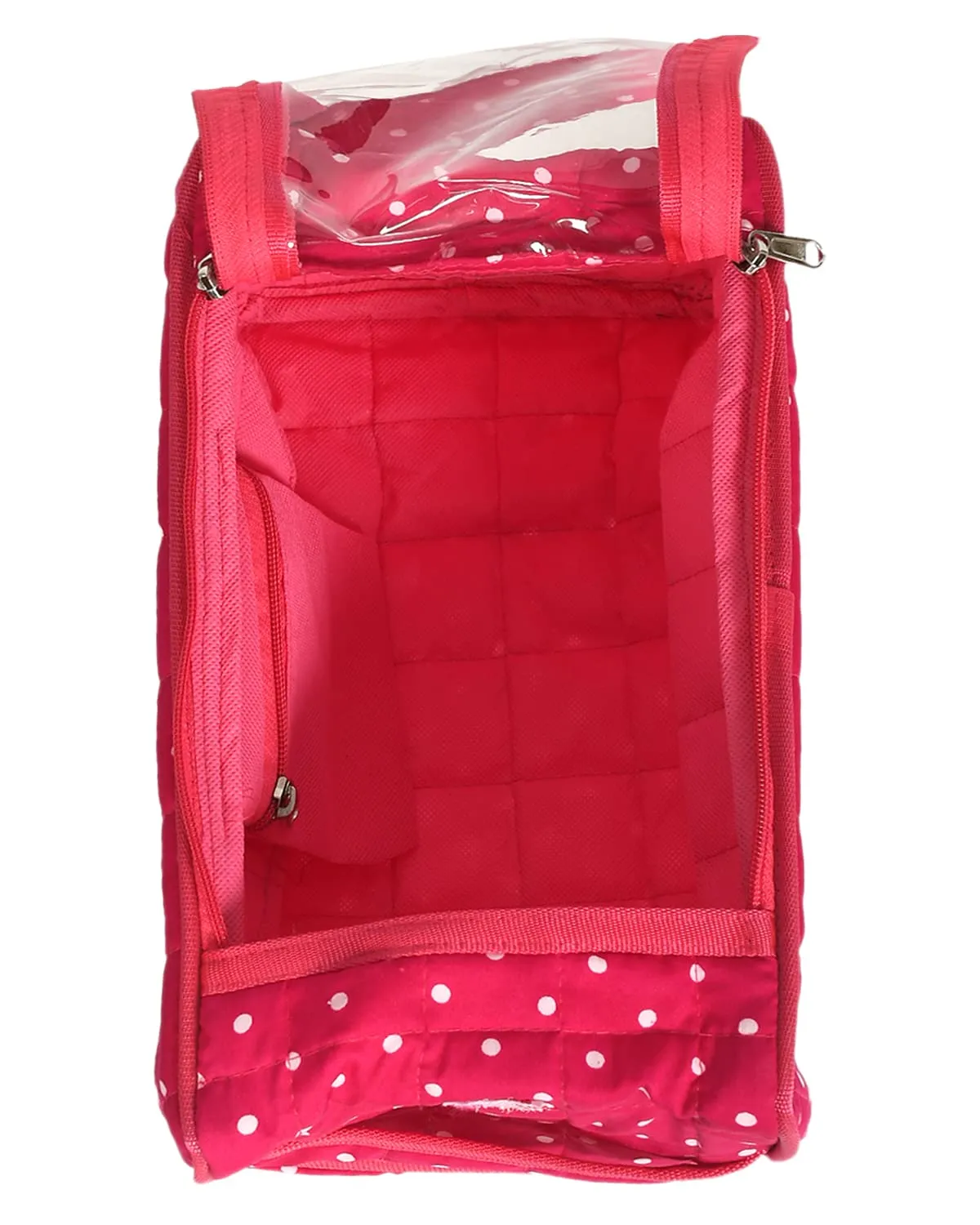 Kuber Industries Cotton Dot Print Jewellery Organizer For Bangles, Small Jewellery & Cosmetic Pack Of 2 (Pink) 54KM4071
