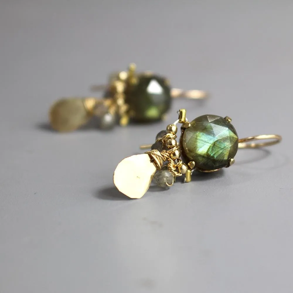 Labradorite Orchid Earrings