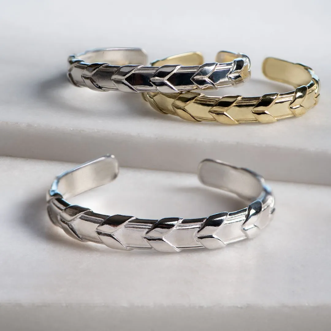 Lexington - Laced Rein in Sterling Silver or 14K Gold on Brass Wrist Cuff