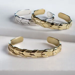 Lexington - Laced Rein in Sterling Silver or 14K Gold on Brass Wrist Cuff