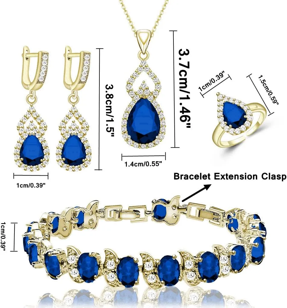 LMXXVJ Women Jewelry Set Platinum Plated Necklace Open Ring Earrings Bracelet Set,Birthday/Anniversary Mothers Day Jewelry Gifts for Mom/Wife/Sister/Best Friend