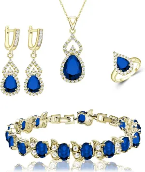 LMXXVJ Women Jewelry Set Platinum Plated Necklace Open Ring Earrings Bracelet Set,Birthday/Anniversary Mothers Day Jewelry Gifts for Mom/Wife/Sister/Best Friend