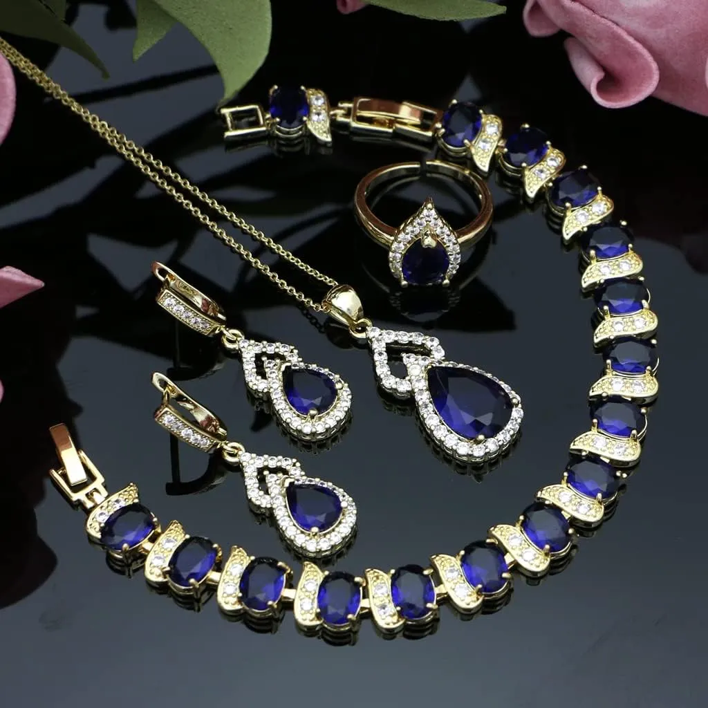 LMXXVJ Women Jewelry Set Platinum Plated Necklace Open Ring Earrings Bracelet Set,Birthday/Anniversary Mothers Day Jewelry Gifts for Mom/Wife/Sister/Best Friend