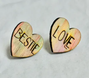 Love-Bestie Word Heart Stud Earring