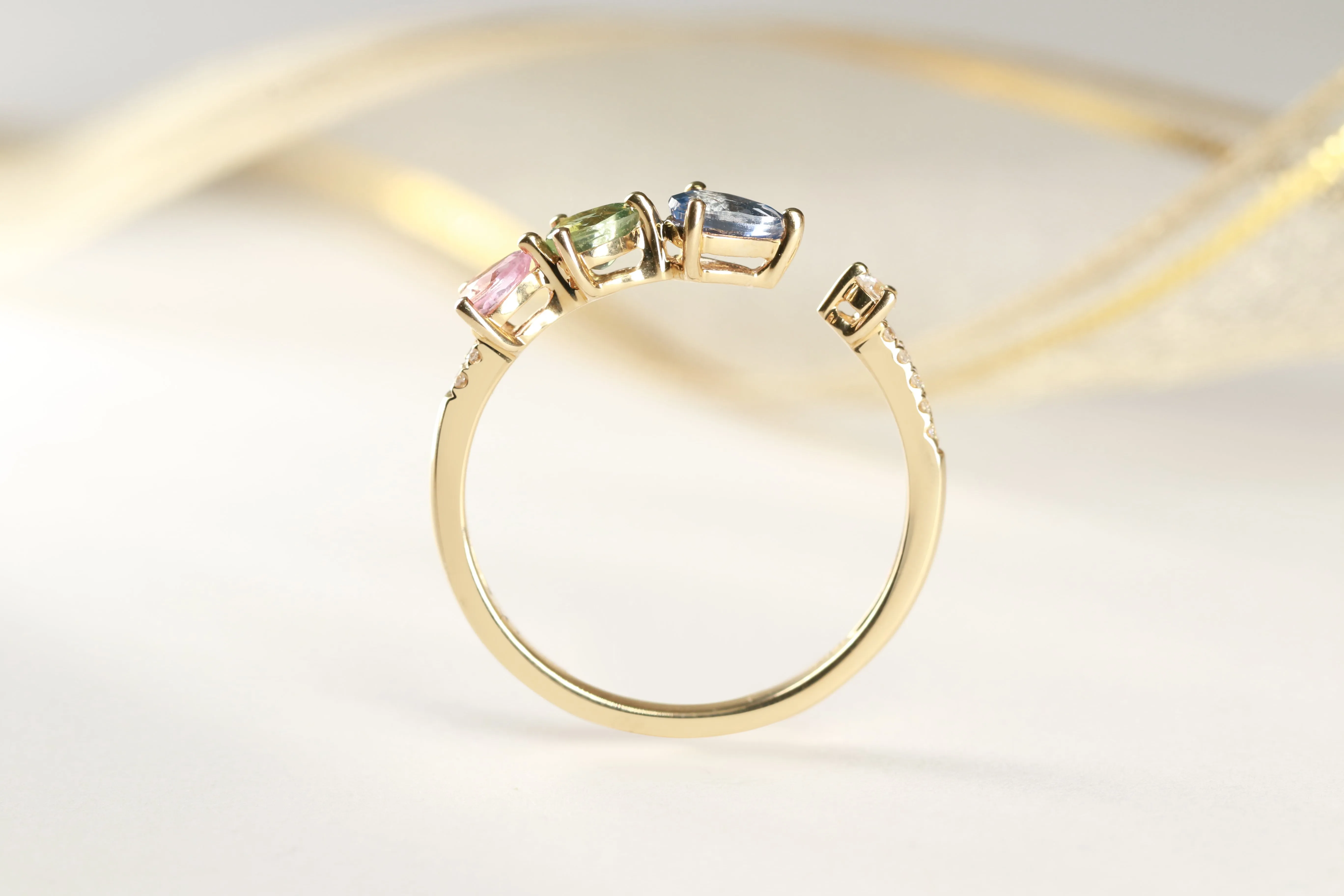 Madilyn 14K Yellow Gold Pear-Cut Multi Sapphire Ring
