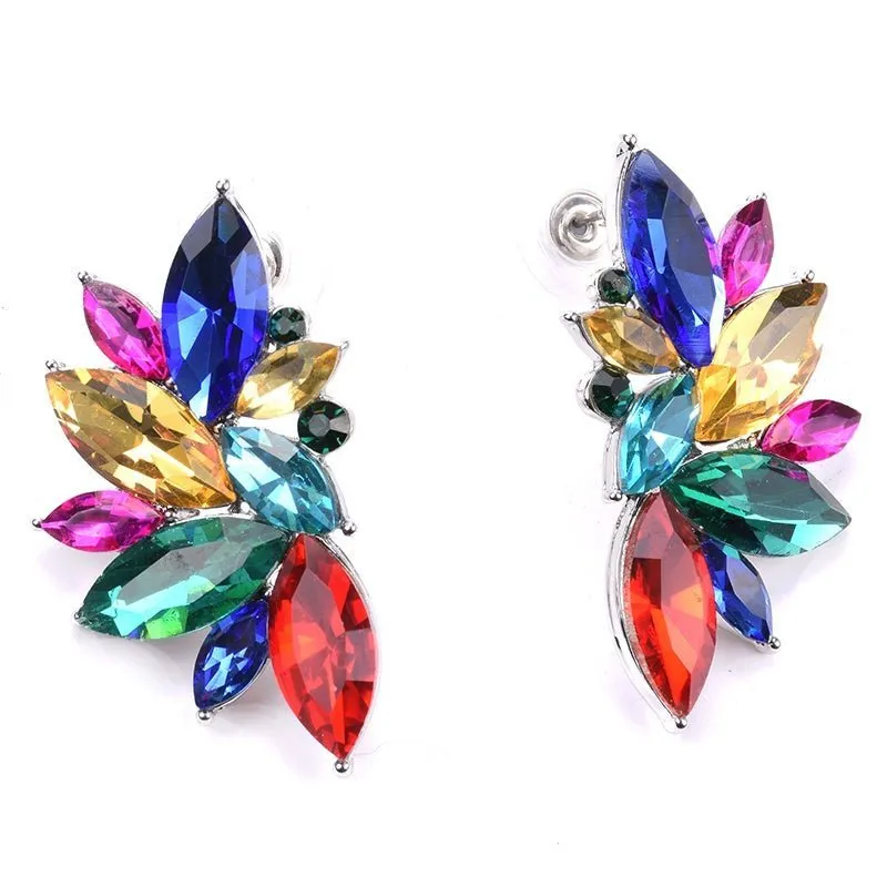Massively Rainbow Jewel Cluster Earrings
