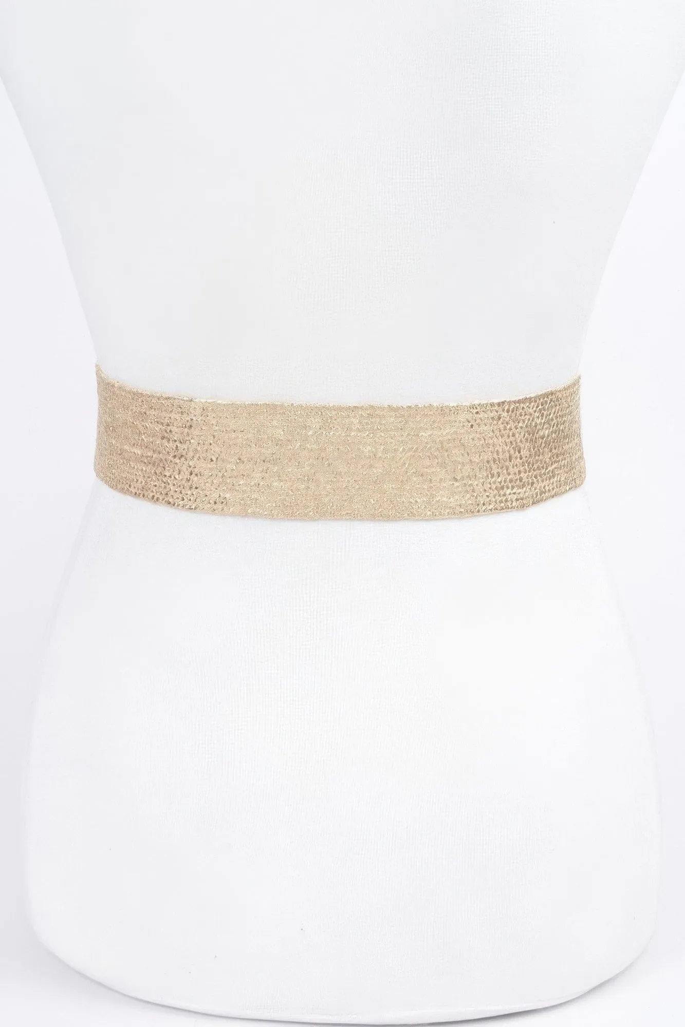 Metallic Stretch Belt W/pearl Metal Bucklt